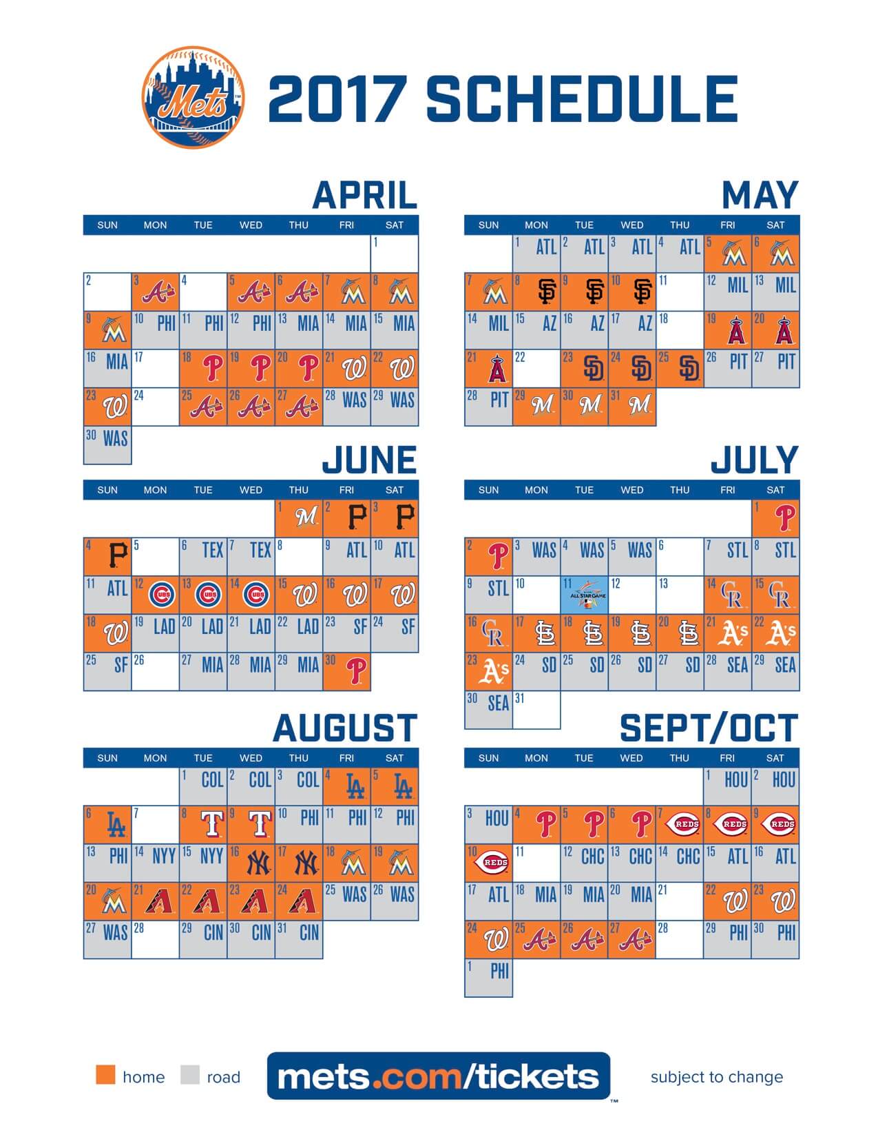 Mets Schedule Printable